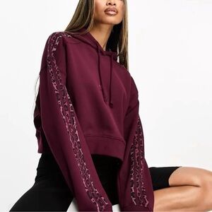 Adidas Maroon and Animal Print Hoodie
